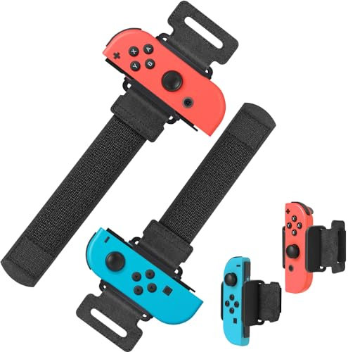 Bracciali per Just Dance 2024 2023 2022 per Zumba Burn It Up, Bracciali regolabili per Nintendo Switch/Switch OLED Dance, 2 Pezzi Bracciali Compatibile con Joy-con per Adulti Bambini (Nero)