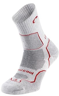 Lurbel Logan Five Socken, nahtlose Trekkingsocken, Anti-Blasen, geruchshemmend und atmungsaktiv, Unisex, Größe L - Ice Grey/Red