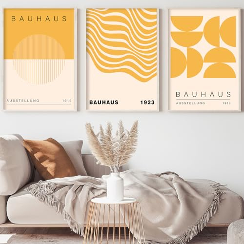 Bauhaus Boho Geometrische Wandkunst – abstrakter Formdruck, Mitte des Jahrhunderts Orange und Gelb Poster, ungerahmt