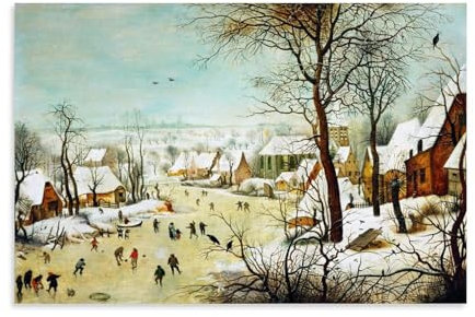 Pieter Bruegel The Elder Berühmte Malerwerke (Winterlandschaft mit Skatern und einer Vogelfalle), Printi, dekoratives Gemälde, Leinwand, Wandkunst, Wohnzimmer, Schlafzimmer, 20 x 30 cm
