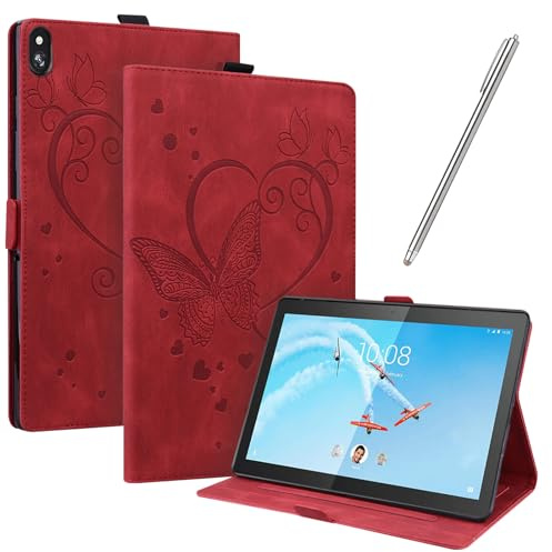 JayModCase Coque pour Lenovo Tab M10 TB-X605F/TB-X605L/TB-X505F/TB-X505L Housse Tablette avec Multi-Angle Housse Support Fonction Veille/Réveille Automatique(Rouge)
