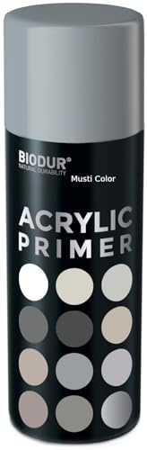 Biodur 400ml Dose Acryllack Autolack Grundierung Untergrund Rostprimer Sprühfarbe Lackspray Spraydose Rostschutz Sprühlack Graffiti Farbe Grau seidenmatt