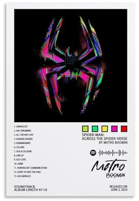 Metro-Poster, Boomin-Poster, Spiderman über die Spinne, Albumcover, Canve-Poster für Zimmer, ästhetische, dekorative Malerei, Wandkunst, Wohnzimmer, 30 x 45 cm