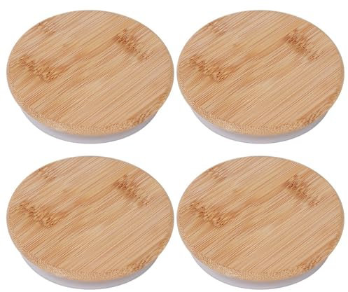 AshKiz Carafe Lids Wooden Glass Bottle Lid, Glass Carafe Lid, Glass Carafe Bamboo Lids Replacement,Suitable for glass bottles with inner diameter of 2.65in(4pcs)