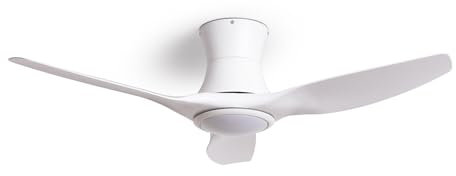 TECHBREY Ventilador de Techo Silencioso Salamina Blanco 132cm Motor DC Controlador de Pared + Mando Con Luz Sí
