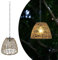 Außen Hängelampe Solar Laterne IP44 Wasserdicht Garten Solarlampe Boho Rattan Lampenschirm Pendelleuchte Hängeleuchte mit LED Glühbirne Gartenleuchten für Patio Terrasse Balkon Hof Pavillon Deko