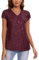 MINTLIMIT T Shirt Damen V Ausschnitt Pailletten Glitzer Tops Kurzarm Bluse Cap Ärmel Casual (Weinrot S)