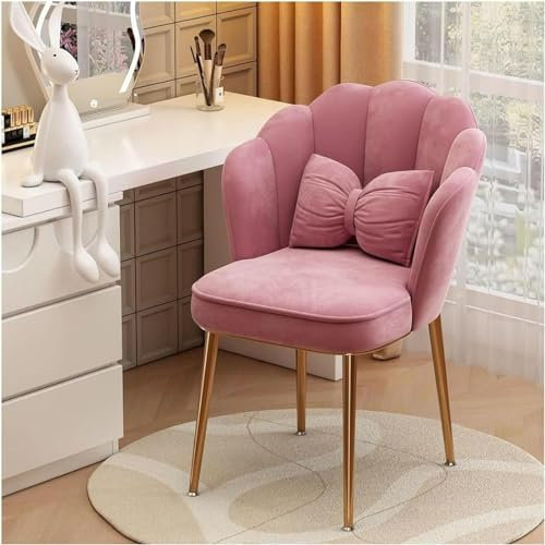 JWSYBD Glam Velvet Accent Chair, Rose Red, Unique Shell-Shaped Design with Petal Metal Legs and Plush Velvet Finish, Ideal for Reading and Relaxing, 42x40x45 cm