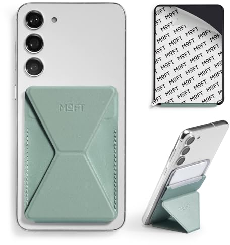 MOFT Kartenhalter Handy Ständer, Unsichtbare Selbstklebende Kartenhalter Portemonnaie, MOVAS Veganes Leder Stick On Karten Portemonnaie für iPhone Android Smartphones (Seafoam)