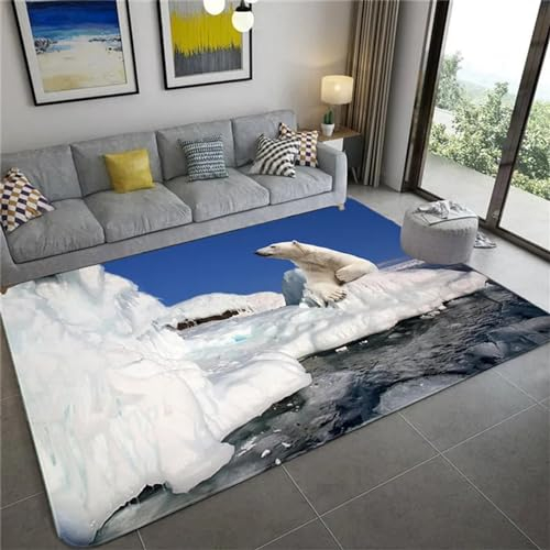 Kind Teppich 100 X 120 Cm / 31.5 X 47.24, Schlafzimmer Teppich, 3D Teppiche Wohnzimmer Teppiche Weich Rutschfest Teppich Für Wohnzimmer Schlafzimmer Bettvorleger Tierischer Süßer Eisbär -6L1F8D4L3R8