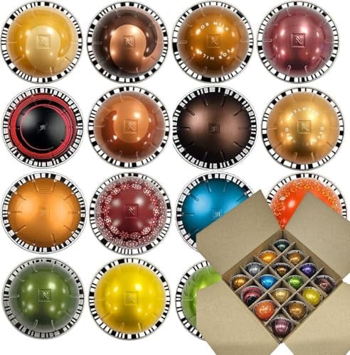16x Coffee Capsules Pod for Vertuo Machines | Taster Set with Biscuits, Chocolate, Sugar or Milk in Gift Box (230ml Mug Selection)