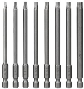 Long Screwdriver Bits, 8Pcs Tamper Proof Torx Screwdriver Set 150mm Torx Bit Set 1/4 Hex Long Security Torx Set Magnetic Screwdriver Bits T8 T10 T15 T20 T25 T27 T30 T40