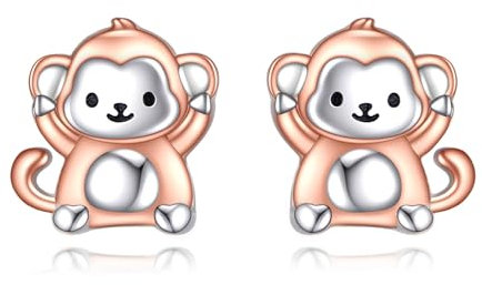 Affe Ohrstecker für Damen 925 Sterling Silber Affe Ohrringe Schmuck Geschenk