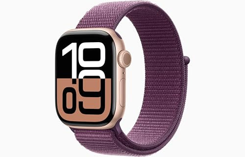 Apple Watch Series 10 [GPS + Cellular, 46mm] - Cassa Oro Rosa in Alluminio con Sport Loop Prugna (Ricondizionato)