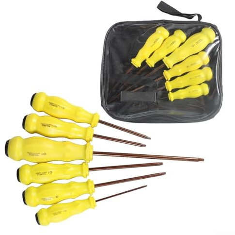 Zilimontt Lot de 6 tournevis Torx carrés pour outils électroniques, automobiles, motos, disques durs, tournevis en alliage d'acier