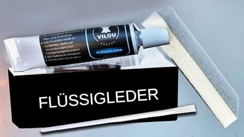 Flüssigleder Reparatur Set Schwarz [1x10ml] [1x20ml] - Leder Kratzer entfernen für Risse & (Brand-) Löcher - Leder Reparatur Set - für Sofa & Autositze - Kunstleder Reparaturset (10ml)