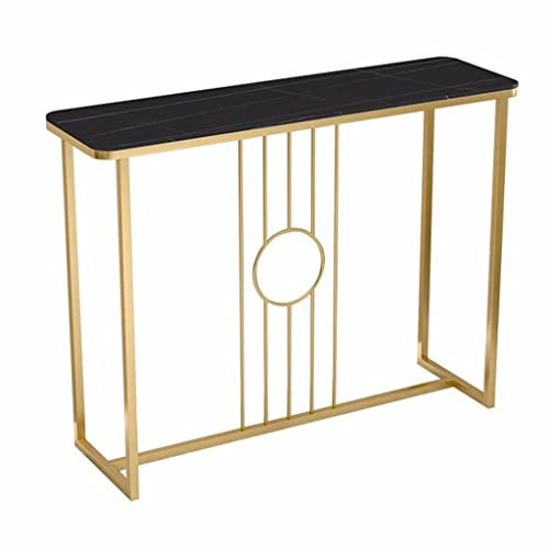HELPGEG Console Table, Console Table, Faux Marble Entrance Sofa Table with Shelves, Steel Frame Na (Black 160x30x80cm)