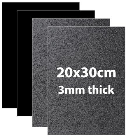 LALAGO Placa de Plástico ABS, 4 Hojas 3mm 30 x 20 cm Placa Plastico Negro Fuerte y Resistente, Lámina de Plástico ABS, Para Proyectos de Modelado de Bricolaje Artes y Manualidades