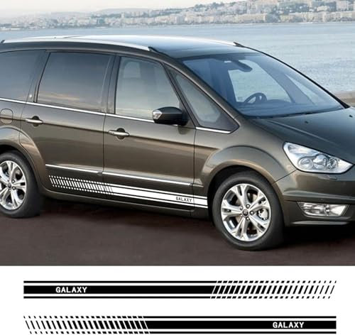 NonWoohdf 2 Stück Auto-Seitenstreifen-Aufkleber, Lange Seitenstreifen, Auto-Vinylfolie, Styling-Dekoration, Aufkleber, passend für Ford Galaxy, Autozubehör