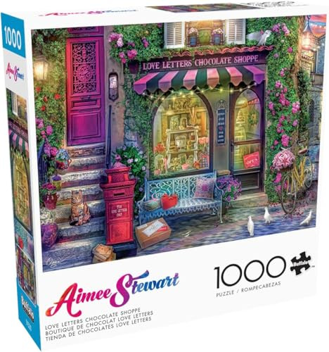 Buffalo Games - Aimee Stewart - Love Letters Chocolate Shoppe - 1000 Piece Jigsaw Puzzle for Adults - Challenging Puzzle Perfect for Game Nights - Finished Size is 26.75 x 19.75