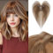 Benehair Echthaar Hair Topper für Frauen, 100% Echtes Haar Clip in Topper, 11 Zoll Echthaar Toppers mit Bange, Menschliches Haar Top Hat T Basis, Dunkelbraune mix Dunkelblond Toppers für mit Dünnem