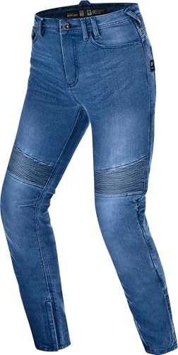 SHIMA Zenith Motorrad Jeans Herren mit Protektoren GFLEXX Knieprotektoren Motorradhose Kurzgrößen Hosen für Mann Protektorenhose Textilhose Urban Stretch Jeanshose Lang (Männer, Blau, 30/32)