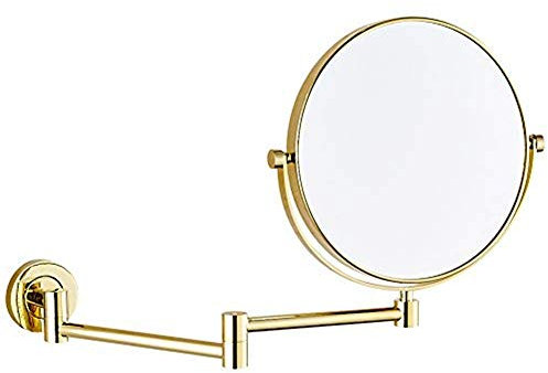 Miroir grossissant à fixation murale de 20,3 cm - Robuste et réglable - Pour salle de bain - Doré - 3 x