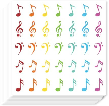 AHANDMAKER 700 selbstklebende Planer Aufkleber. Musiknoten Aufkleber Musikthema Papieraufkleber Für Planer Kalender Geschenktüte Siegel Thema Party Dekor 90x90mm