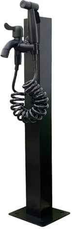 Fontaine Exterieure de Jardin, Robinet Extérieur avec Pistolet Pulvérisateur et Support de Tuyau, pour L'irrigation et L'arrosage du Jardin, Inoxydable et Base Robuste