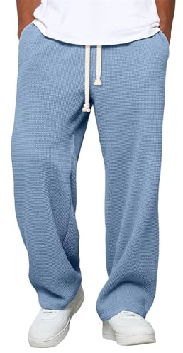 Pantaloni da jogging da uomo, larghi, a nido d'ape, in vita elasticizzata, vestibilità larga, pantaloni sportivi caldi, comodi, da jogging, da uomo, alla moda, Y2K Streetwear