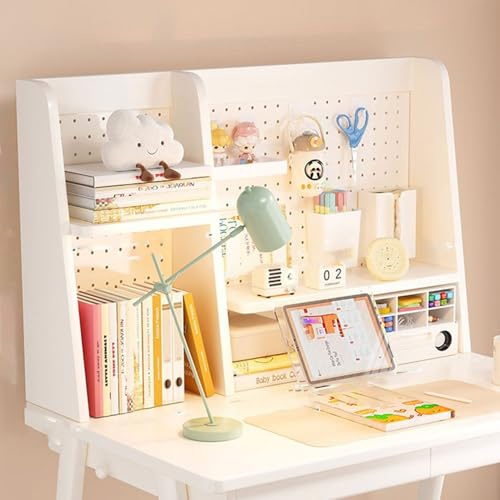 Desktop Bookshelf Diy Reasonable Zoning Solid Wood Vertical Storage Rack Multi-Layer Study Table For Office, Dormitory, Study(White,115 * 20 * 60cm)