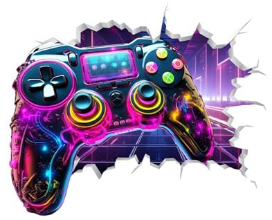 milaosk 3D Stickers Muraux Gamer Autocollant Mural Manette de Jeu | Jeux Vidéo Contrôleur Poster Décorations Murales pour Chambre Gaming Garçon Chambre Ado Enfants