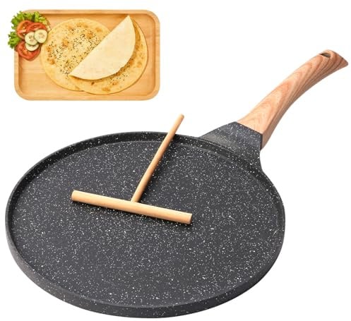 Wittsyer Sartén Para Crepes De 26 Cm, Sartén Premium Antiadherente Sin BPA Con Extensor De Masa, Ideal Para Panqueques Y Tortillas