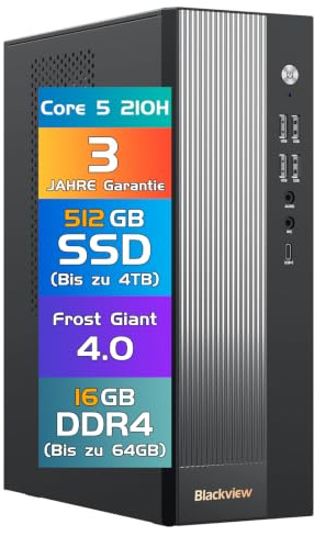 Blackview NEX60 PC Fisso SFF Win 11 Pro, 13th Gen Intel Core 5 210H (8C/12T), 16GB RAM 512GB SSD (Up to 64GB+4TB) PC Desktop, 4K Duo Display Computer Fisso, WiFi6/15 Ports/USB3.2 [3-Year Warranty]