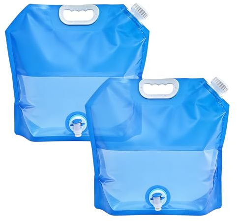 HSHTAM 10L Wasserkanister Faltbar, 2 Stück Flexibler Wasserkanister Wiederverwendbare Wasserbehälter mit Tragegriff für Camping Wanderungen Outdoor Picknicks
