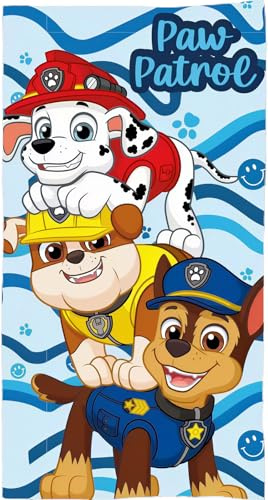 Paw Patrol - Telo Mare per Bambini - 70 x 140 cm - 100% Poliestere - Microfibra - Stampa Cuccioli