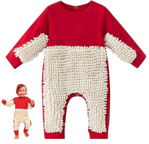 Baby at Work Mop Outfit, Cute Baby Mop Outfit, Onesie, Long Sleeve Romper for Crawling (85cm).