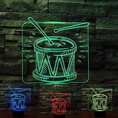 HPBN8 Ltd 3D Drum Illusions LED Lampen Tolle 7 Farbwechsel Acryl berühren Tabelle Schreibtisch-Nacht licht mit USB-Kabel für Kinder Schlafzimmer Geburtstagsgeschenke Geschenk.