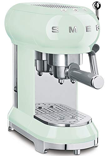 Smeg ECF01PGUK 50's retro style espresso coffee machine, stainless steel filter holder, an anti-drip system, 1L, Pastel Green