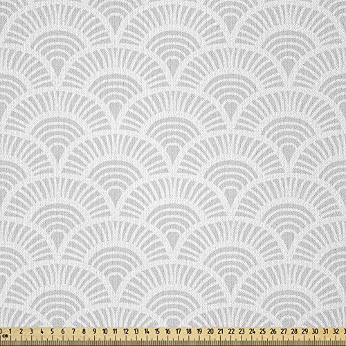 ABAKUHAUS Grau und Weiß Stoff als Meterware, Vintage Kreise, Microfaser Stoff für Dekoratives Basteln, 1M (230x100cm), Warme Taupe Weiß