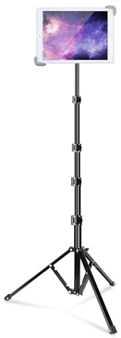 elitehood iPad Tripod Stand, Height Adjustable Tablet Floor Stand with 360°Rotating iPad Tripod Mount for IPad Mini, Air, Pro and All 7.9-11.9 inch Tablets