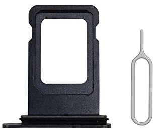Cemobile SIM Card Tray Slot Holder Replacement with Waterproof Rubber Seal Ring for iPhone XR + SIM Card Tray Open Eject Pin (Black)