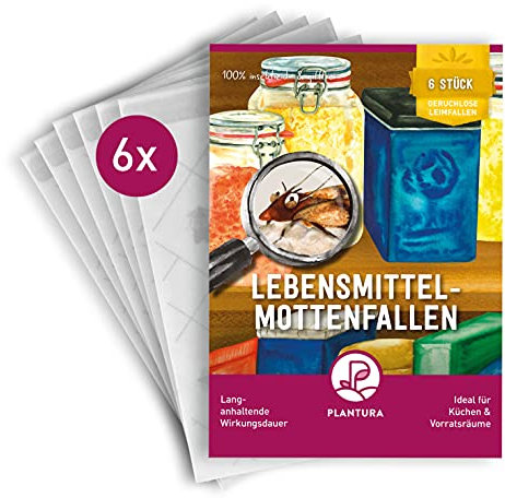 Plantura Lebensmittel-Mottenfallen, geruchlose Pheromonfallen, ergänzt Mottenbekämpfung, 6 Stück