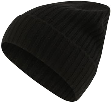 FALKE Unisex Beanie-Mütze Basic Ribbed U Be Kaschmir schnelltrocknend warm 1 Stück, Schwarz Black 3000, OneSize