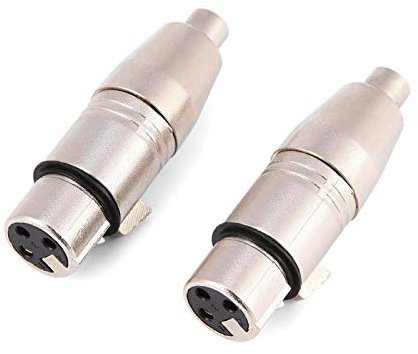 Adapter, Xlr auf Rca Adapter, 2 Stück 3-Pin Xlr Buchse auf Rca Buchse Audio Mikrofon Mic Connector Adapter Silber Zinklegierung