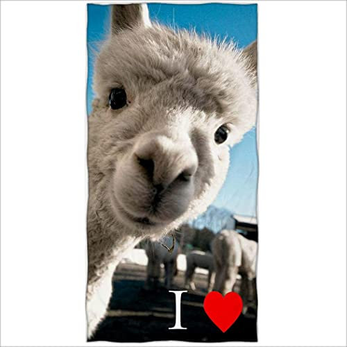 Zomer Strandtuch 70x140cm,Bedrucktes Mikrofaser Badetuch-Ich Liebe Alpaka