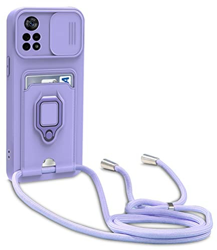 yanasuo Cordon de Coque Compatible avec Xiaomi Poco X4 Pro 5G, Collier pour Étui Colliers de cellulaire, Silicone Cover Protection de la Caméra Étui Lanyard Case-Pourpre