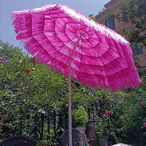 XFAK Sombrilla Hawaii Ø 145cm Rosado Sombrilla De Paja Parasol Hawaiana Jardín Ligero Sombrilla De Playa Pequeña Terraza Parasol Impermeable/antiviento (Size : Ø 145cm)