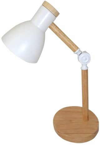 BEL AIR HOME - Lámpara Flexo d'Écriture TEACHER 1xE-27 en Métal et Bois, Idéal pour Bureau et Chambre, Noir, Design Moderne et Élégant, Matériau: Métal (AMPOULE NON INCLUSE) (BLANC)