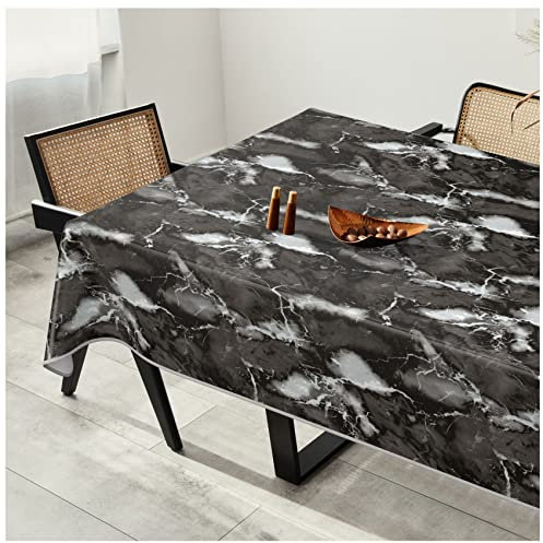 Wachstuchtischdecke Wachstuch Tischdecke abwaschbar Wachstischdecke Plastik-Tischdecken Glatt 200x140cm mit Saum Marmor Dunkelgrau